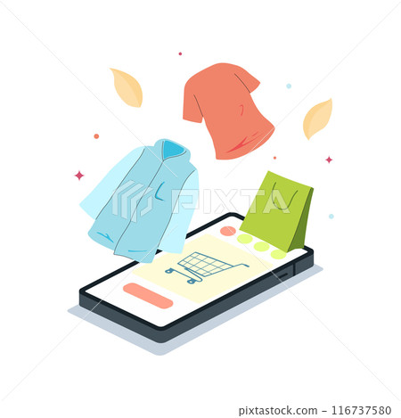 Online shopping delivery. Service online cloth fashion marketing concept. illustration vector 116737580