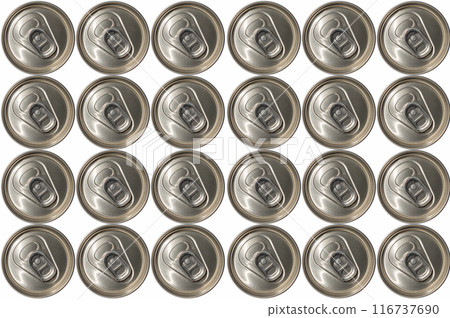 Tops of soda cans. Aluminum cans of soda background. Tops of soda cans. Aluminum cans of soda background. 116737690