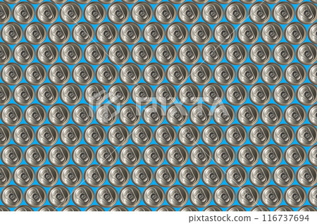 Tops of soda cans. Aluminum cans of soda background. 116737694