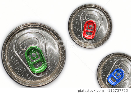 Tops of soda cans. Aluminum cans of soda background. Tops of soda cans. Aluminum cans of soda background. 116737733