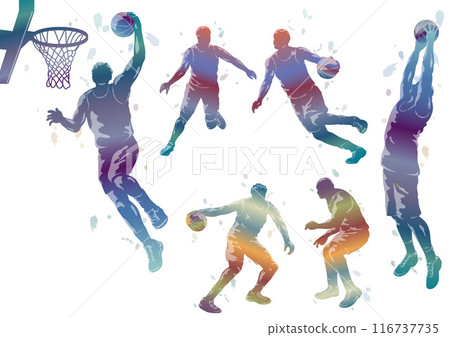 籃球剪影例證集合 籃球剪影例證集合 116737735