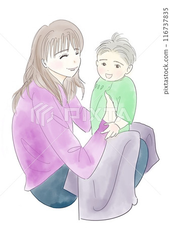 母親抱著嬰兒的插圖 母親抱著嬰兒的插圖 116737835