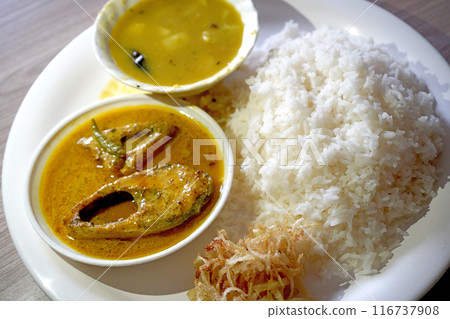 Lunch Served With Hilsa Fish 116737908
