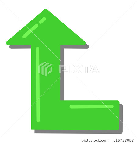 90 degree bend arrow 1 (green) (with reflection and shadow) 116738098