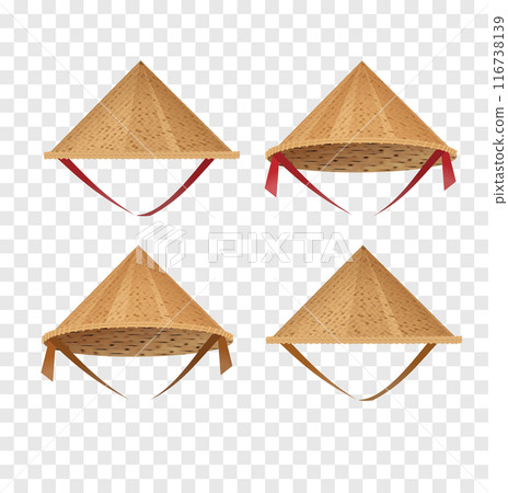 Hat bamboo. Hat farmer Asian straw cap Traditional Vietnamese. Flat Vector 116738139