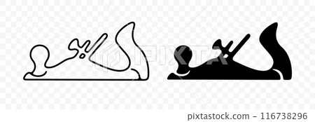 Wood planer, tool, graphic design. Carpentry and  joiner, woodworking, vector design and illustration 116738296