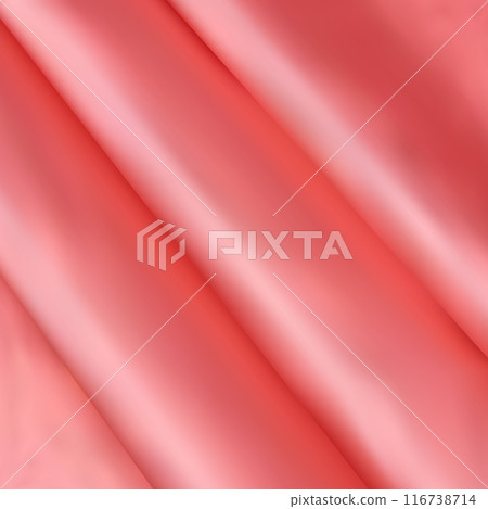 Soft focus texture of the silk fabric, soft pink. Peach pink fabric background. Crumpled soft rose color satin texture Pastel textile background. 116738714