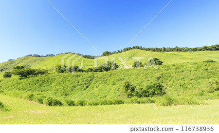 A photo of a windmill standing in a meadow under a clear blue sky A photo of a windmill standing in a meadow under a clear blue sky 116738936