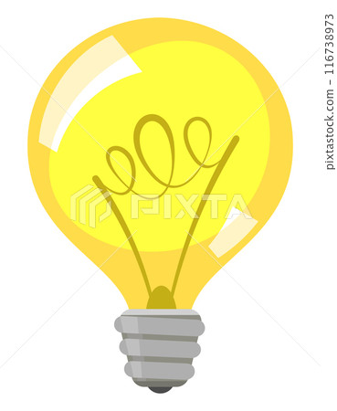 Light bulb with filament on white. Idea 116738973
