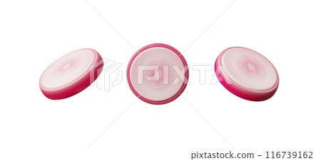 Radish halves in 3D vector illustration on isolated background. 116739162