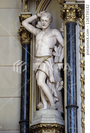 Saint Sebastian, statue on the altar of Saint Jerome in Zagreb cathedral 116739182