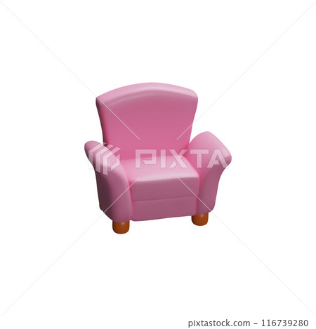 Vector design of pink chair. 3D illustration on isolated background. 116739280
