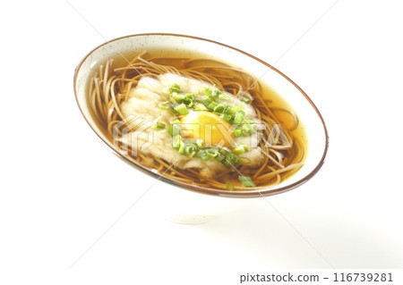 Tsukimi Tororo Soba photographed on a white background 116739281