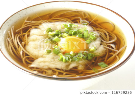 Tsukimi Tororo Soba photographed on a white background Tsukimi Tororo Soba photographed on a white background 116739286