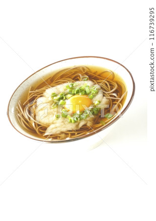 Tsukimi Tororo Soba photographed on a white background Tsukimi Tororo Soba photographed on a white background 116739295