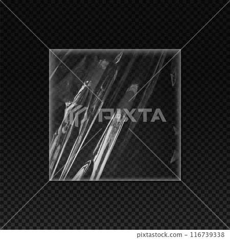 Plastic vinyl wrap texture with wrinkles, vector realistic stretched polyethylene, square transparent overlay cling film Plastic vinyl wrap texture with wrinkles, vector realistic stretched polyethylene, square transparent overlay cling film 116739338