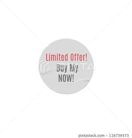 Adhesive paper round white price tag vector icon, best price label blank, limited offer, sticker of special discounts 116739373