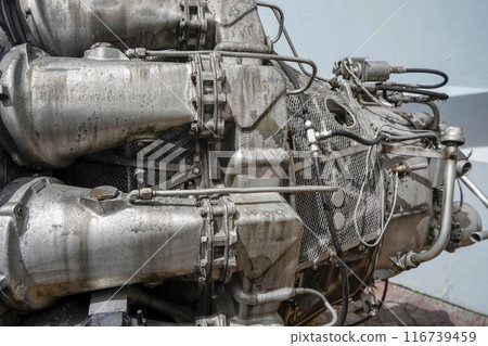 Airplane engine reactor propeller of the 1950 detail 116739459
