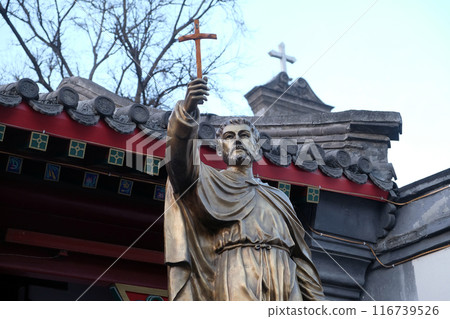 Saint Francis Xavier statue in front Saint Joseph Cathedral in Beijing, China Saint Francis Xavier statue in front Saint Joseph Cathedral in Beijing, China 116739526