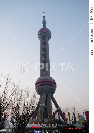 Oriental Pearl Tower in Lujiazui Financial District in Shanghai, China Oriental Pearl Tower in Lujiazui Financial District in Shanghai, China 116739533