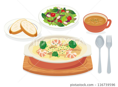 Western food_gratin (gratin set) background white Western food_gratin (gratin set) background white 116739596