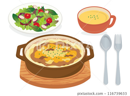 Western food_Doria (lunch set) background white Western food_Doria (lunch set) background white 116739633