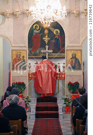 Mass in the Greek Catholic Church, Nazareth, Israel 116739642