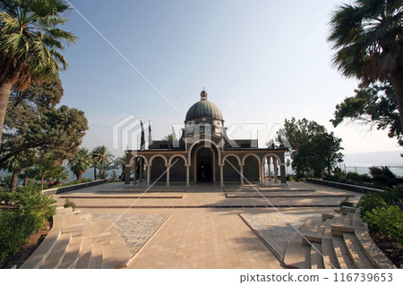 Church of the Beatitudes, the traditional place where Jesus gave the Sermon on the Mount, Galilee, Israel 116739653