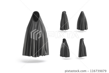 Blank black female chador mockup, different views Blank black female chador mockup, different views 116739879