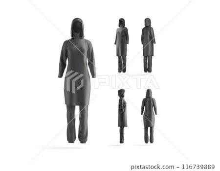 Blank black burkini mockup, different views 116739889