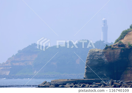Hitachi Lighthouse from Mizuki Beach 116740109