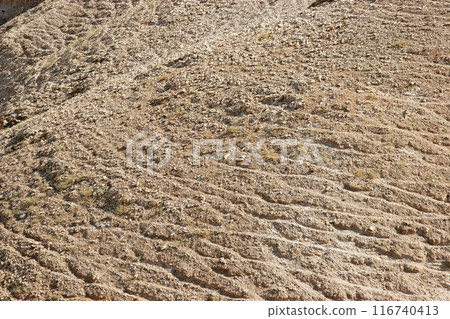 Picturesque mountain landscape of the Judea desert, view from Masada, Israel Picturesque mountain landscape of the Judea desert, view from Masada, Israel 116740413