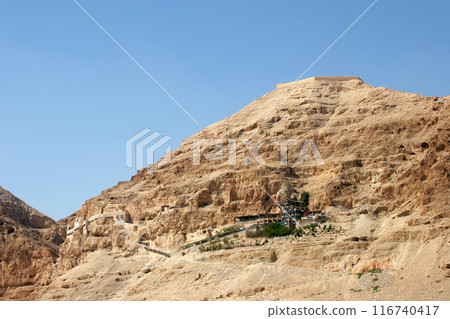 Mount of Temptation near the city of Jericho, Jordan Valley, West Bank, Palestine, Israel 116740417