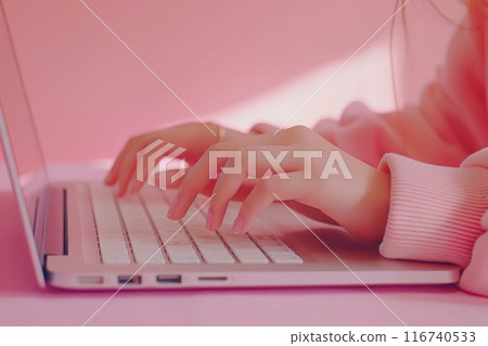 Close-up of Female Hands Typing on Laptop Keyboard for Business and Technology Close-up of Female Hands Typing on Laptop Keyboard for Business and Technology 116740533