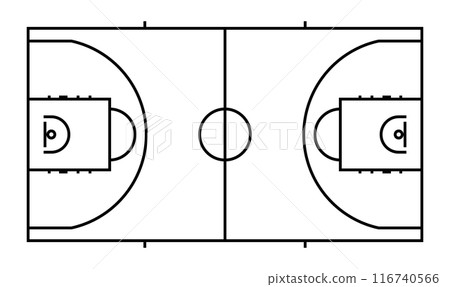 Illustration of a basketball court, aerial view Illustration of a basketball court, aerial view 116740566