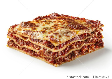 Delicious Homemade Lasagna with Fresh Ingredients in Rustic Italian Kitchen 116740674