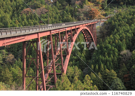 Red bridge: Fujiwara Ohashi Bridge, Shikokuchuo City, Ehime Prefecture Red bridge: Fujiwara Ohashi Bridge, Shikokuchuo City, Ehime Prefecture 116740829