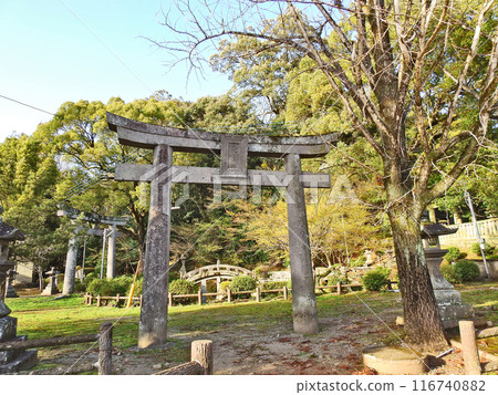 Torii gate and grounds of Ohara Hachiman Shrine, the main shrine in Hita City, Oita Prefecture Torii gate and grounds of Ohara Hachiman Shrine, the main shrine in Hita City, Oita Prefecture 116740882