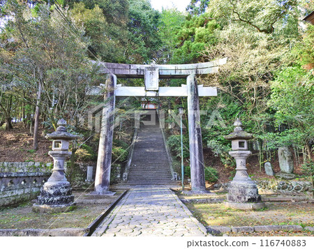 大分縣日田市大原八幡神社鳥居及通往神社的石階 大分縣日田市大原八幡神社鳥居及通往神社的石階 116740883