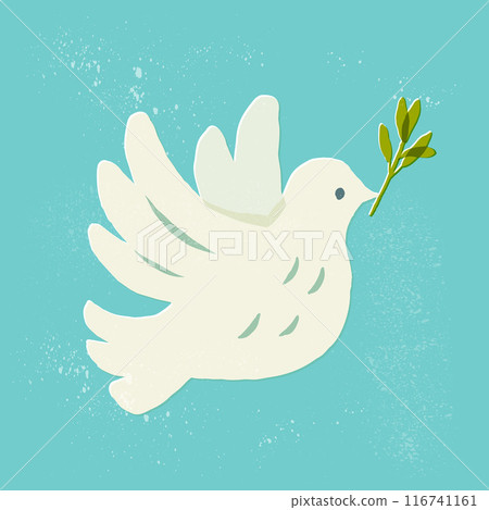 White dove holding an olive 116741161