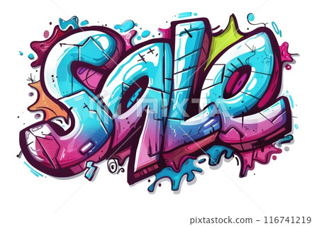 Colorful Graffiti-Style Sale Sign for Bold Promotions Colorful Graffiti-Style Sale Sign for Bold Promotions 116741219