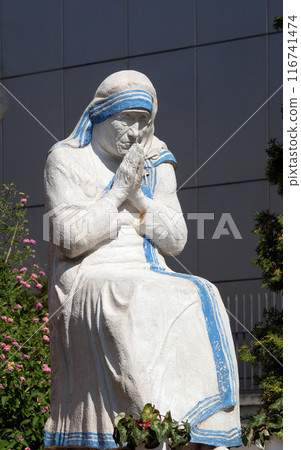 Mother Teresa statue in front St Paul's Cathedral in Tirana, Albania Mother Teresa statue in front St Paul's Cathedral in Tirana, Albania 116741474