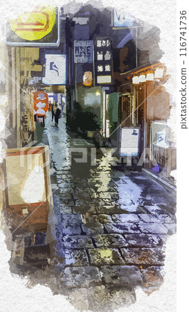 Watercolor style Hozenji Yokocho, Osaka City, Osaka Prefecture Watercolor style Hozenji Yokocho, Osaka City, Osaka Prefecture 116741736