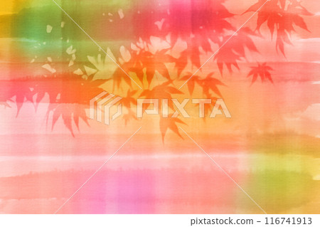 手繪水彩漸層與楓樹剪影 116741913