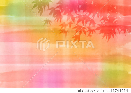 手繪水彩漸層與楓樹剪影 116741914