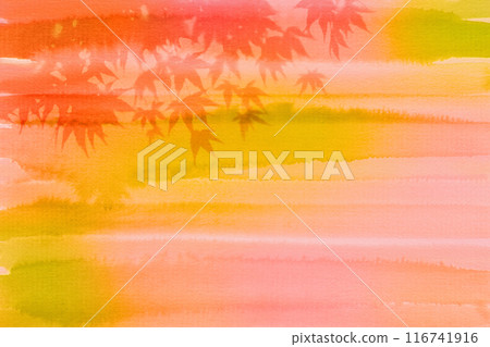 手繪水彩漸層與楓樹剪影 116741916
