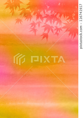 手繪水彩漸層與楓樹剪影 116741917