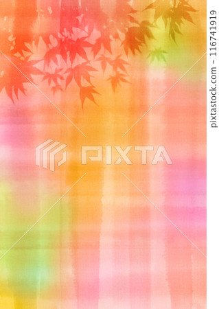 手繪水彩漸層與楓樹剪影 116741919