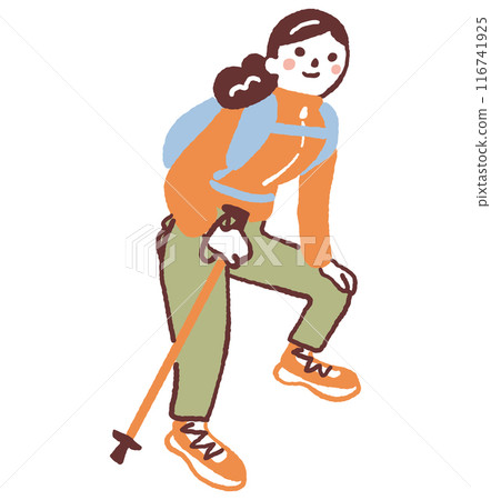 登山中的年輕女子山女孩庫存插畫素材 116741925