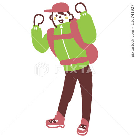 Young man climbing mountain girl stock illustration material 116741927